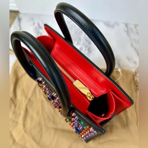 Christian Louboutin Calfskin Paloma S Mini Black Multicolor Loubinhesky Bag - Picture 13 of 16